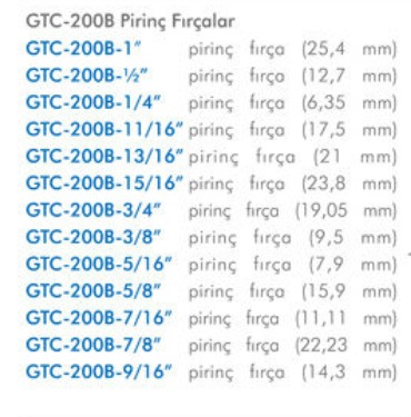 Pirinç Boru Temizleme Fırçası - Goodway GTC-200B